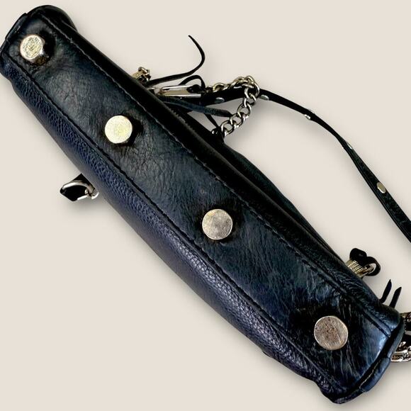 Rebecca Minkoff Leather Crossbody Shoulder Mini Bag Adjust Chain Strap Multi Zip - Picture 6 of 14